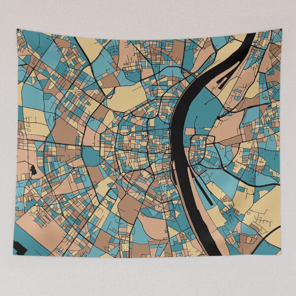 Item preview, Cologne Map Pattern in Mid Century Pastel designed and sold by PatternMaps.