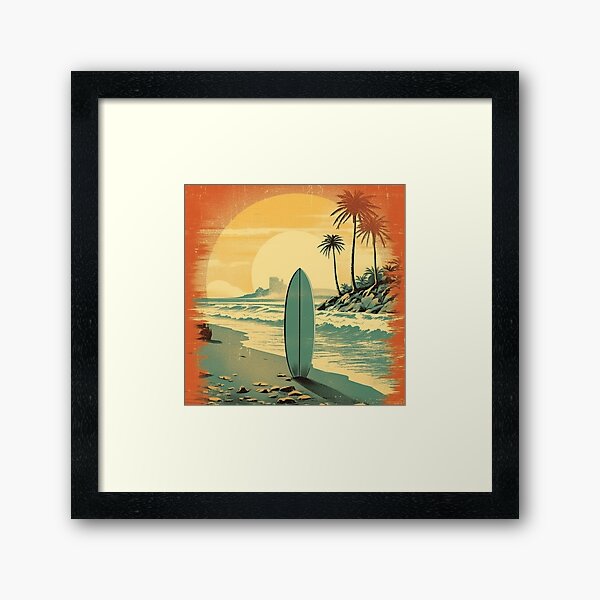 Surf Holiday Vintage Framed Art Print