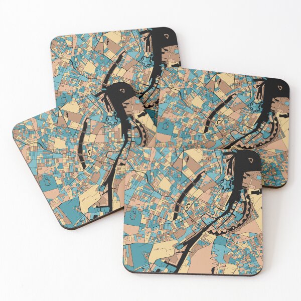 Item preview, Copenhagen Map Pattern in Mid Century Pastel designed and sold by PatternMaps.