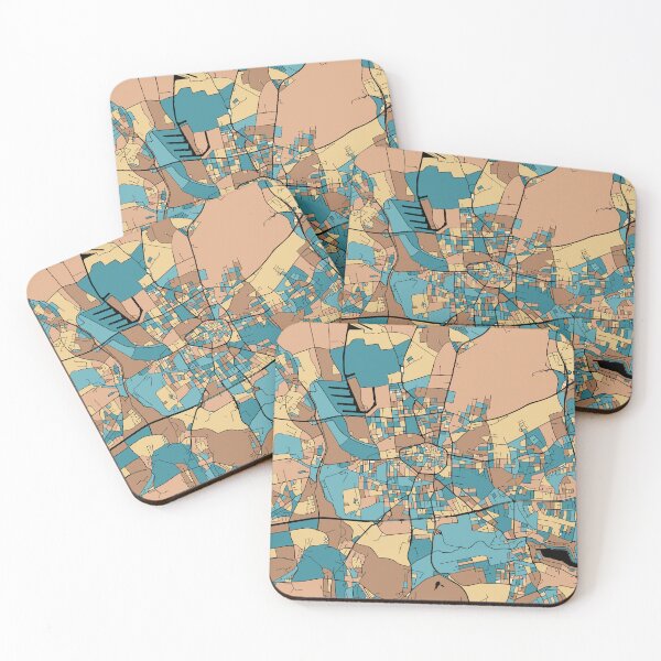 Item preview, Dortmund Map Pattern in Mid Century Pastel designed and sold by PatternMaps.