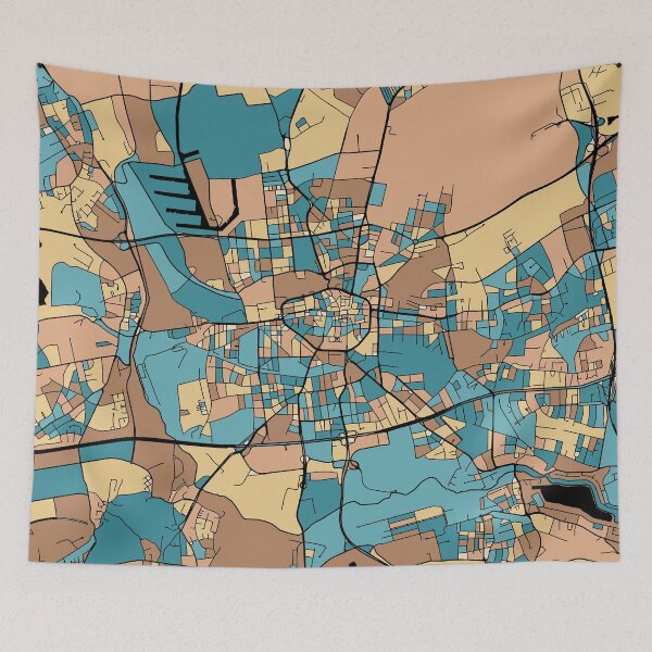 Item preview, Dortmund Map Pattern in Mid Century Pastel designed and sold by PatternMaps.
