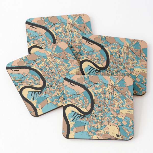 Item preview, Dusseldorf Map Pattern in Mid Century Pastel designed and sold by PatternMaps.