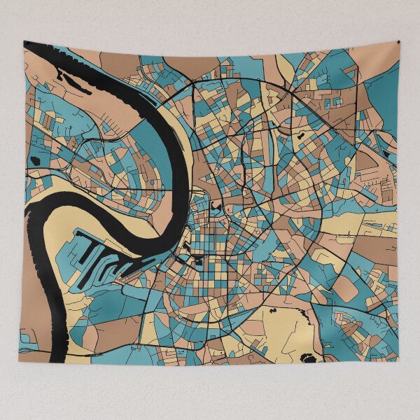 Item preview, Dusseldorf Map Pattern in Mid Century Pastel designed and sold by PatternMaps.