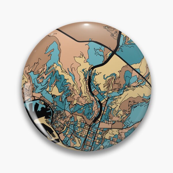 Item preview, Genoa Map Pattern in Mid Century Pastel designed and sold by PatternMaps.