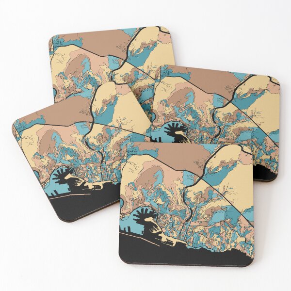 Item preview, Genoa Map Pattern in Mid Century Pastel designed and sold by PatternMaps.