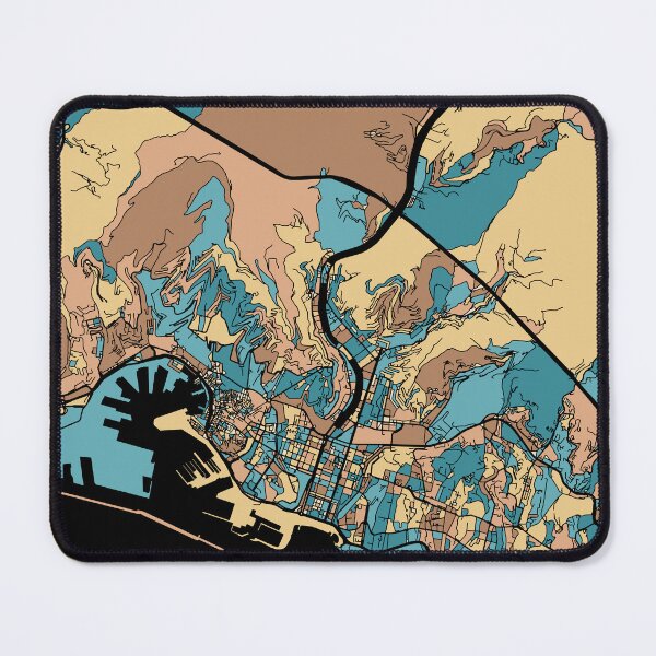 Item preview, Genoa Map Pattern in Mid Century Pastel designed and sold by PatternMaps.