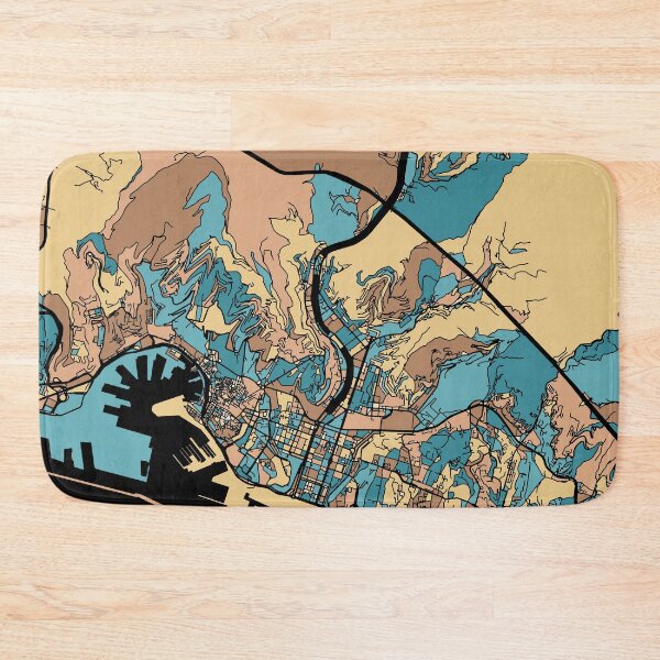 Item preview, Genoa Map Pattern in Mid Century Pastel designed and sold by PatternMaps.
