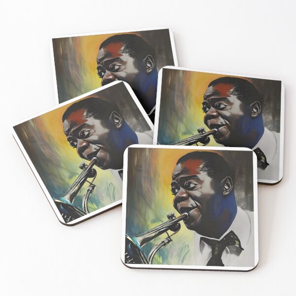 Aperçu de l'œuvre Louis Armstrong avec sa trompette créée et vendue par Sylvanny.