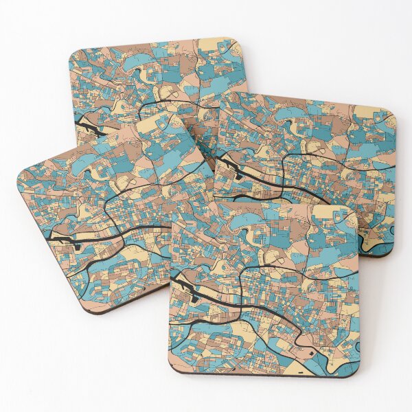 Item preview, Glasgow Map Pattern in Mid Century Pastel designed and sold by PatternMaps.