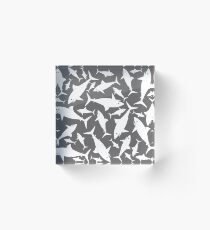 Shark Pattern Grey Gray Acrylic Block
