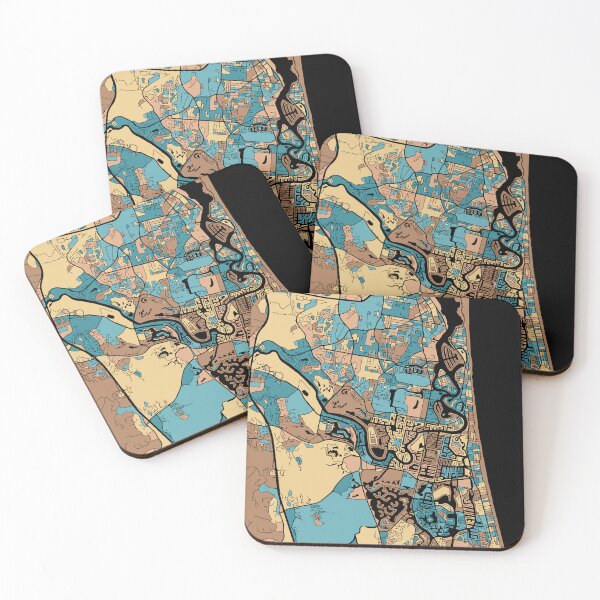 Item preview, Gold Coast Map Pattern in Mid Century Pastel designed and sold by PatternMaps.