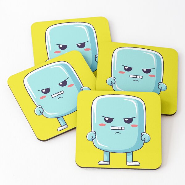 Item preview, Angry cute kawaii character, emoticon, funny character, funny, yellow Background designed and sold by Crazy4Graphics.