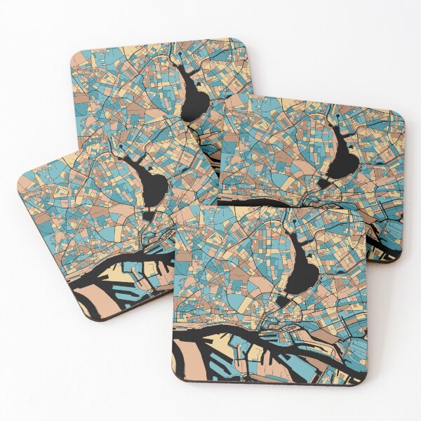 Item preview, Hamburg Map Pattern in Mid Century Pastel designed and sold by PatternMaps.