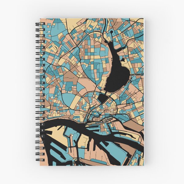 Item preview, Hamburg Map Pattern in Mid Century Pastel designed and sold by PatternMaps.