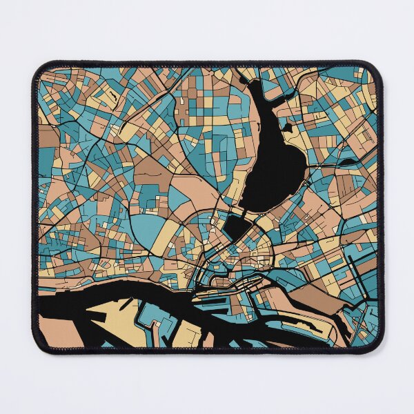 Item preview, Hamburg Map Pattern in Mid Century Pastel designed and sold by PatternMaps.