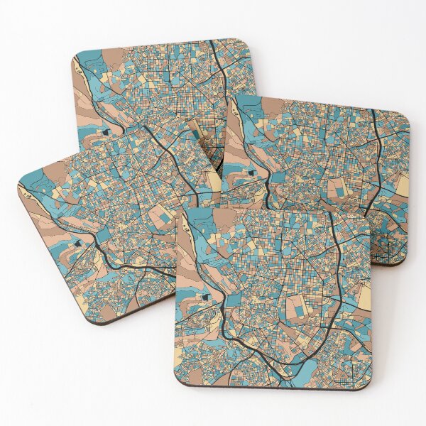 Item preview, Madrid Map Pattern in Mid Century Pastel designed and sold by PatternMaps.