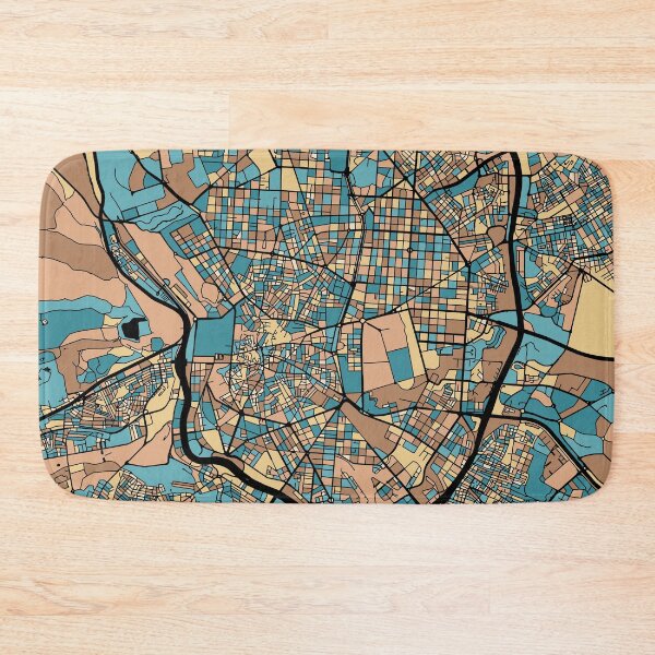 Item preview, Madrid Map Pattern in Mid Century Pastel designed and sold by PatternMaps.