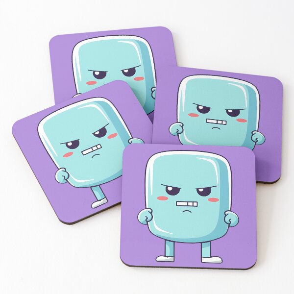 Item preview, Angry cute kawaii character, emoticon, funny character, funny, light purple Background designed and sold by Crazy4Graphics.