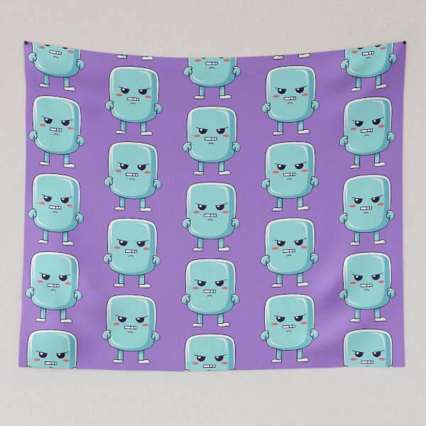 Item preview, Angry cute kawaii character, emoticon, funny character, funny, light purple Background designed and sold by Crazy4Graphics.
