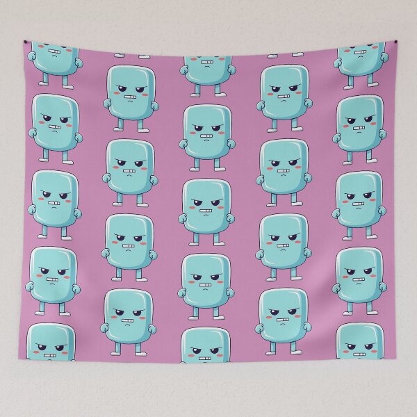 Item preview, Angry cute kawaii character, emoticon, funny character, funny, pink Background designed and sold by Crazy4Graphics.