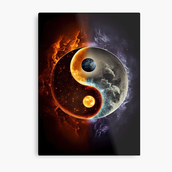 Sun and Moon Yin and Yang Celestial Equilibrium Metal Print
