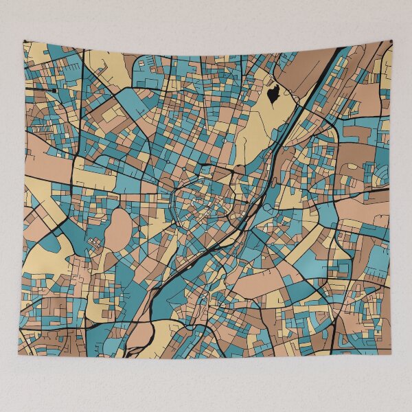 Item preview, Munich Map Pattern in Mid Century Pastel designed and sold by PatternMaps.