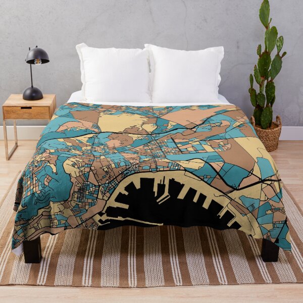 Item preview, Naples Map Pattern in Mid Century Pastel designed and sold by PatternMaps.