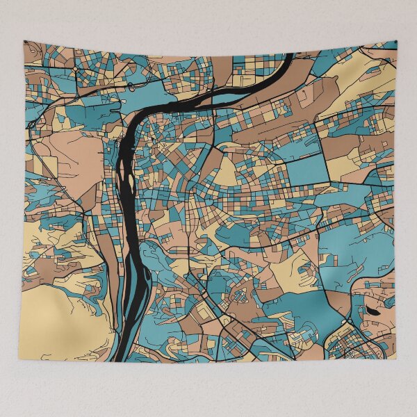 Item preview, Prague Map Pattern in Mid Century Pastel designed and sold by PatternMaps.
