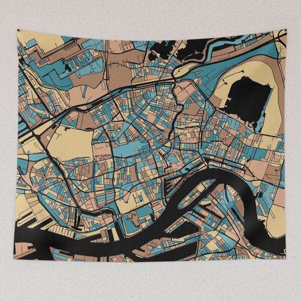 Item preview, Rotterdam Map Pattern in Mid Century Pastel designed and sold by PatternMaps.