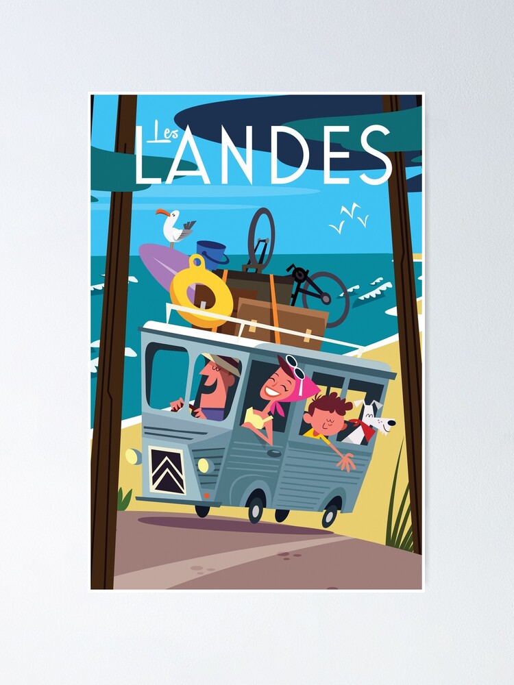 LES LANDES, Travel poster vintage