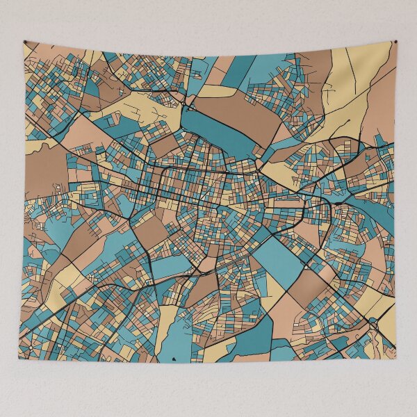 Item preview, Sofia Map Pattern in Mid Century Pastel designed and sold by PatternMaps.