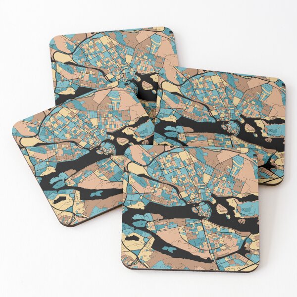 Item preview, Stockholm Map Pattern in Mid Century Pastel designed and sold by PatternMaps.