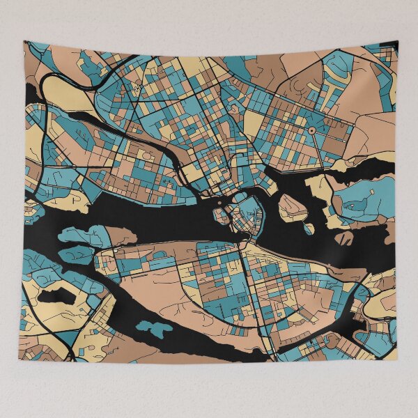 Item preview, Stockholm Map Pattern in Mid Century Pastel designed and sold by PatternMaps.