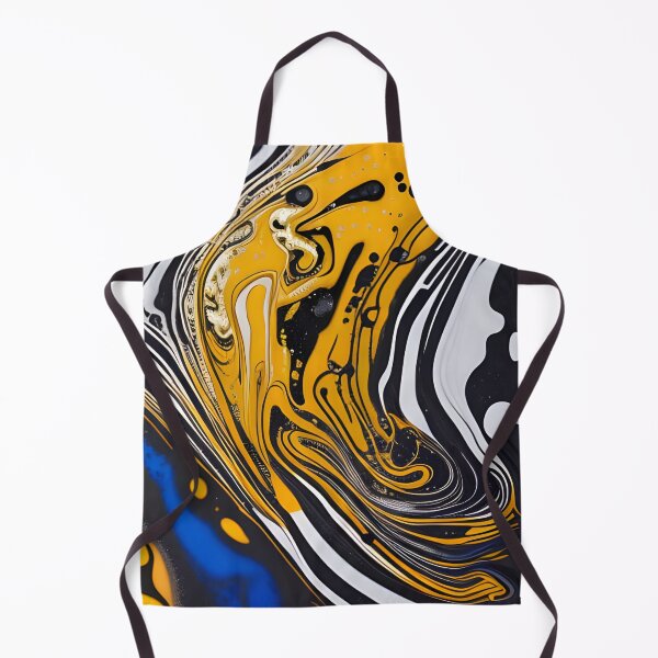 Item preview, Black, white , blue and Gold fluid art, pouring abstract designed and sold by Thilaniz.