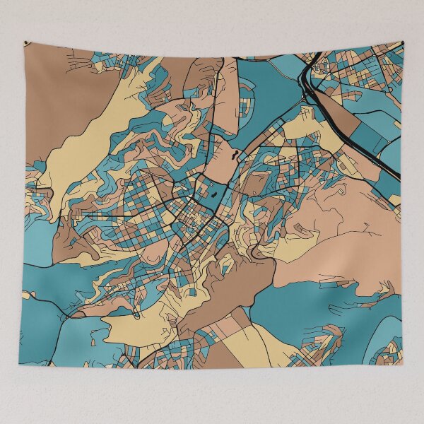 Item preview, Stuttgart Map Pattern in Mid Century Pastel designed and sold by PatternMaps.
