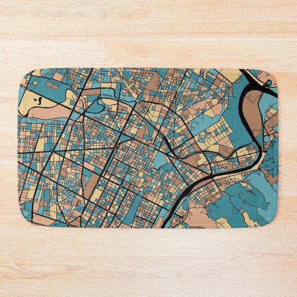Item preview, Turin Map Pattern in Mid Century Pastel designed and sold by PatternMaps.