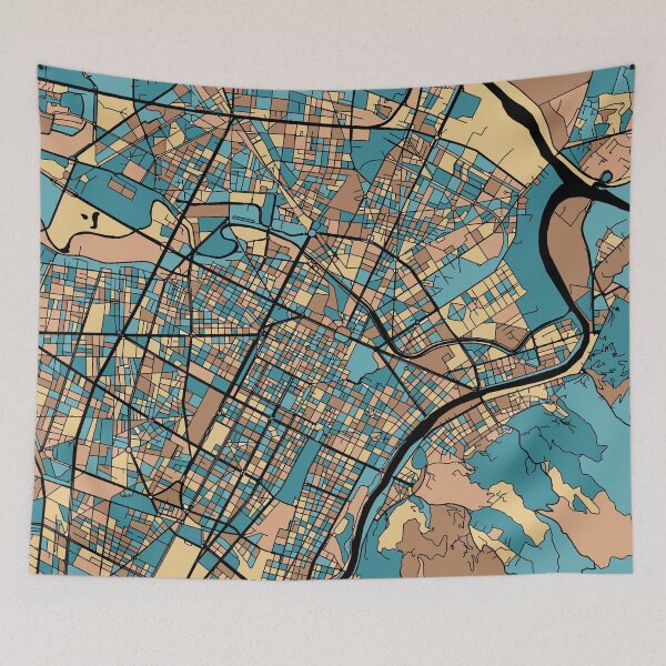 Item preview, Patrón de mapa de Turín en pastel de mediados de siglo designed and sold by PatternMaps.