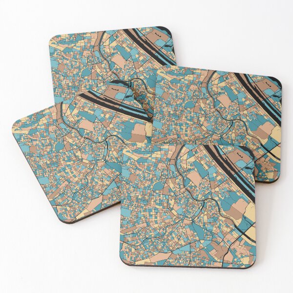 Item preview, Vienna Map Pattern in Mid Century Pastel designed and sold by PatternMaps.