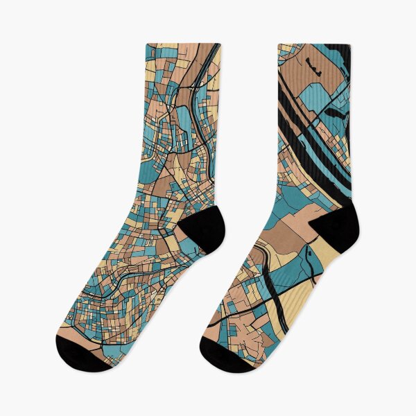 Item preview, Vienna Map Pattern in Mid Century Pastel designed and sold by PatternMaps.