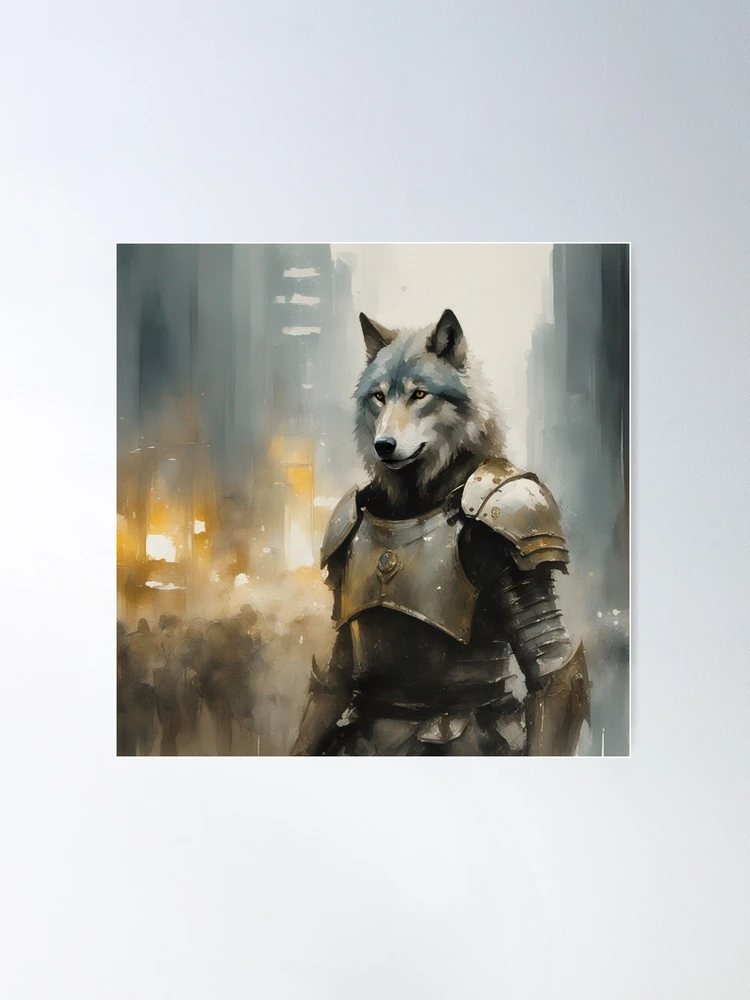 A Knight and his Wolf Poster Print