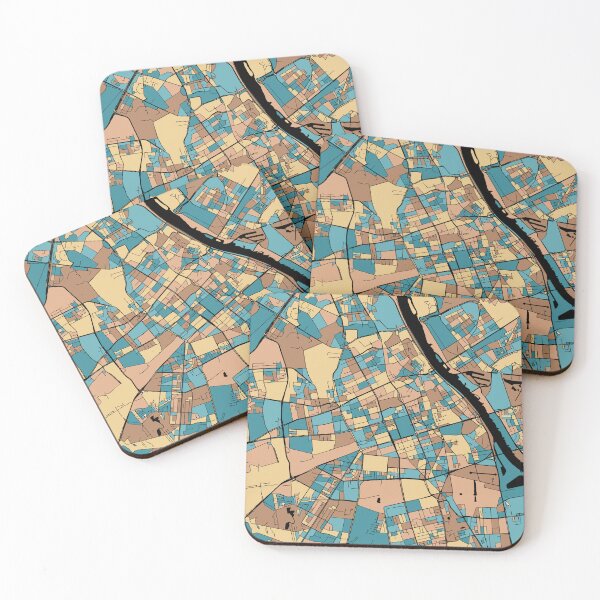 Item preview, Warsaw Map Pattern in Mid Century Pastel designed and sold by PatternMaps.