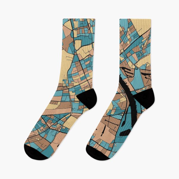 Item preview, Warsaw Map Pattern in Mid Century Pastel designed and sold by PatternMaps.