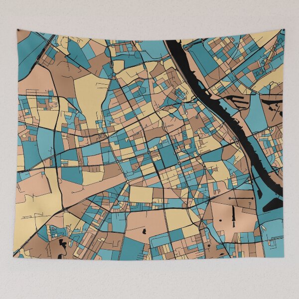 Item preview, Warsaw Map Pattern in Mid Century Pastel designed and sold by PatternMaps.