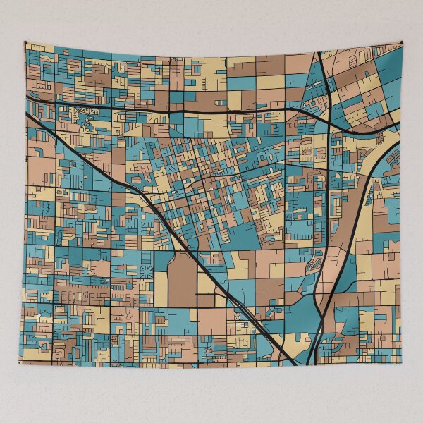 Item preview, Anaheim Map Pattern in Mid Century Pastel designed and sold by PatternMaps.
