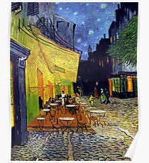 Cafe Terrasse bei Nacht für immer Poster