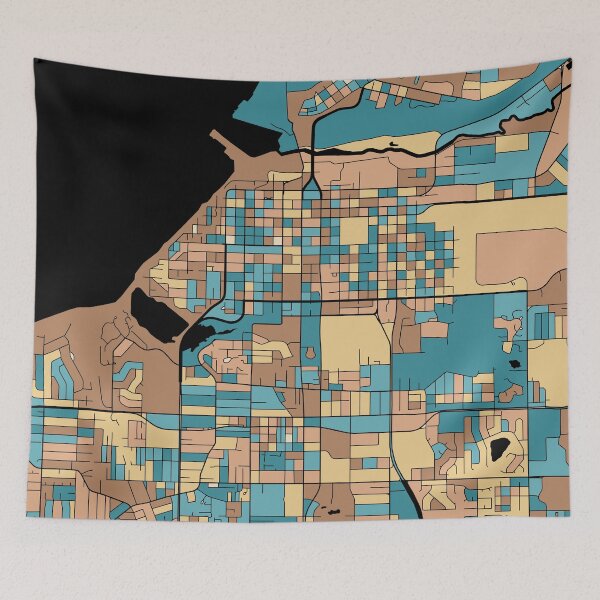 Aperçu de l'œuvre Modèle de carte d’Anchorage au pastel du milieu du siècle créée et vendue par PatternMaps.