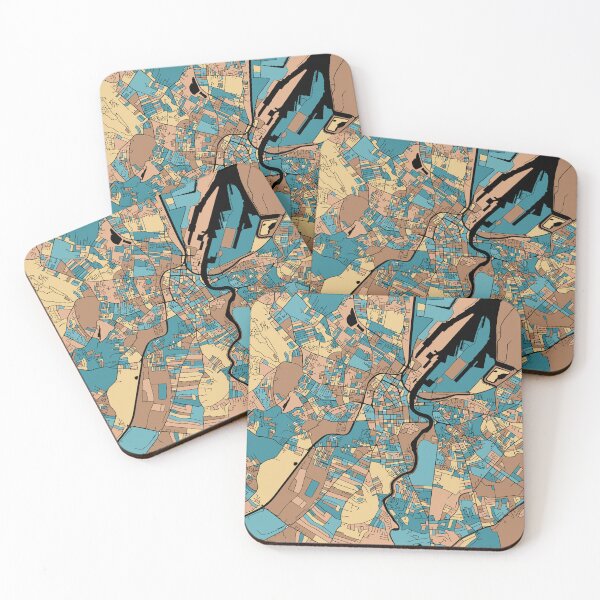 Item preview, Belfast Map Pattern in Mid Century Pastel designed and sold by PatternMaps.