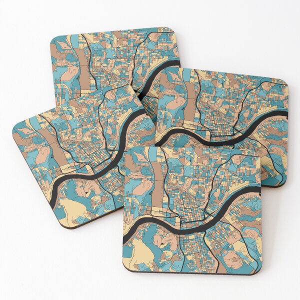 Item preview, Cincinnati Map Pattern in Mid Century Pastel designed and sold by PatternMaps.