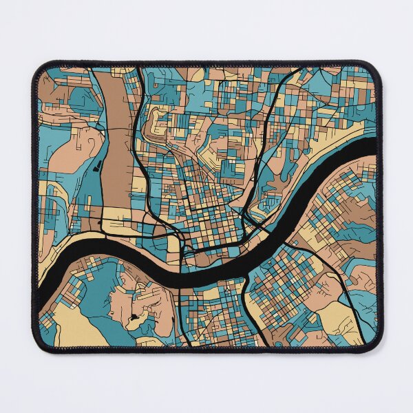 Item preview, Cincinnati Map Pattern in Mid Century Pastel designed and sold by PatternMaps.