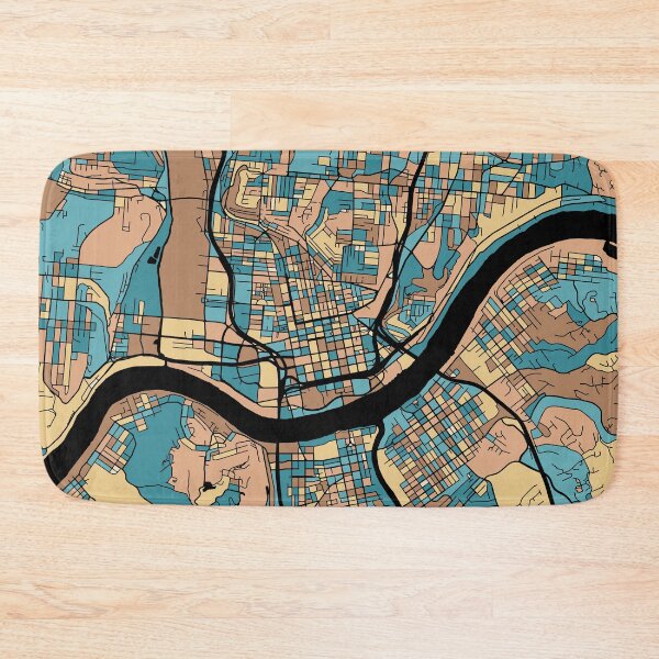 Item preview, Cincinnati Map Pattern in Mid Century Pastel designed and sold by PatternMaps.